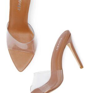 Covet MAEVE Tan Clear Heels $147.00
